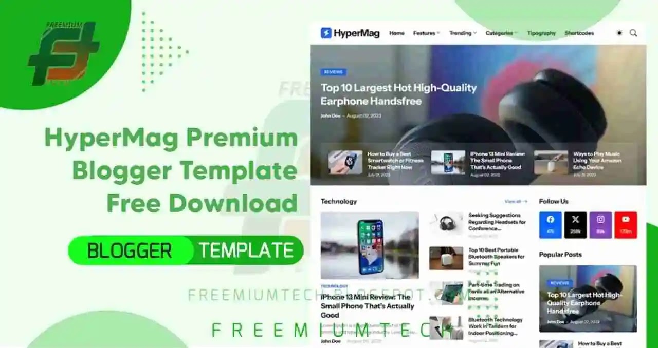 HyperMag Premium Blogger Template Free Download