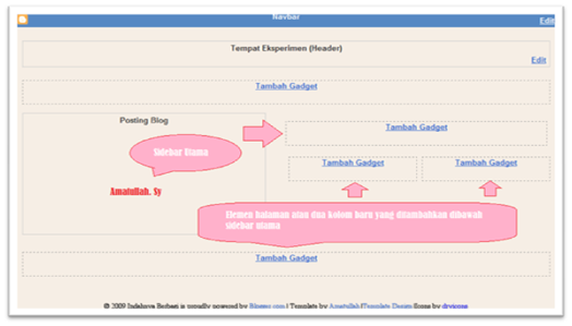 menambahkan dua kolom dibawah sidebar utama