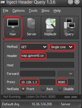 Inject Header Query - Server - Configure for GP Free Net for PC using GPWAP