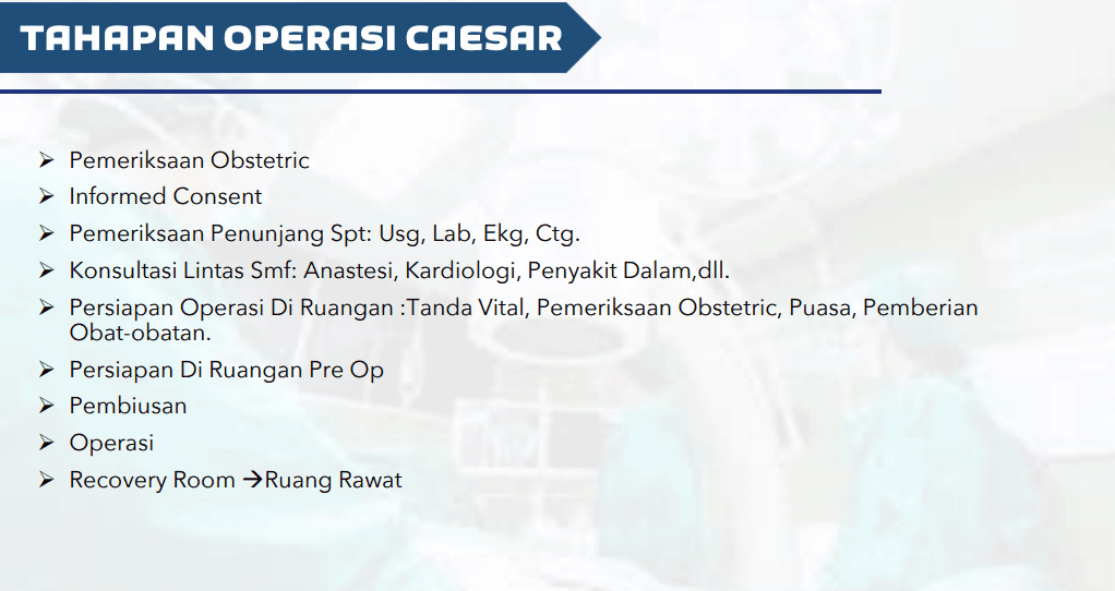 tahapan operasi caesar / sectio caesaria / Sc