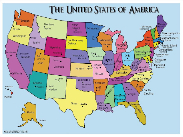 Map Of United States Of America With States And Capitals