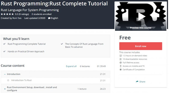 [100% Free] Rust Programming:Rust Complete Tutorial