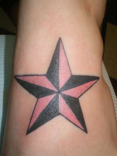 This nautical star tattoo shows how an ordinary design can be jazzed up by