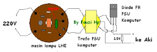 charger Aki Motor dari lampu LHE dan Trafo PSU Komputer