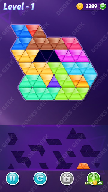 Block! Triangle Puzzle 12 Mania Level 1 Solution, Cheats, Walkthrough for Android, iPhone, iPad and iPod