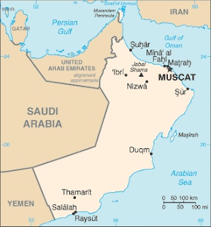 Map of Muscat, Suhar, Salalah, Nizwa, Sur, Ibri, Matra, Mina Al, Oman