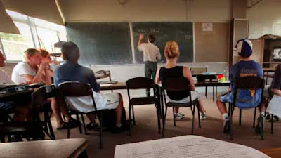 Students in a rural bush outback school teacher teaching