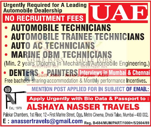 Leading Automobile Dealership Jobs for UAE - Free Recruitment