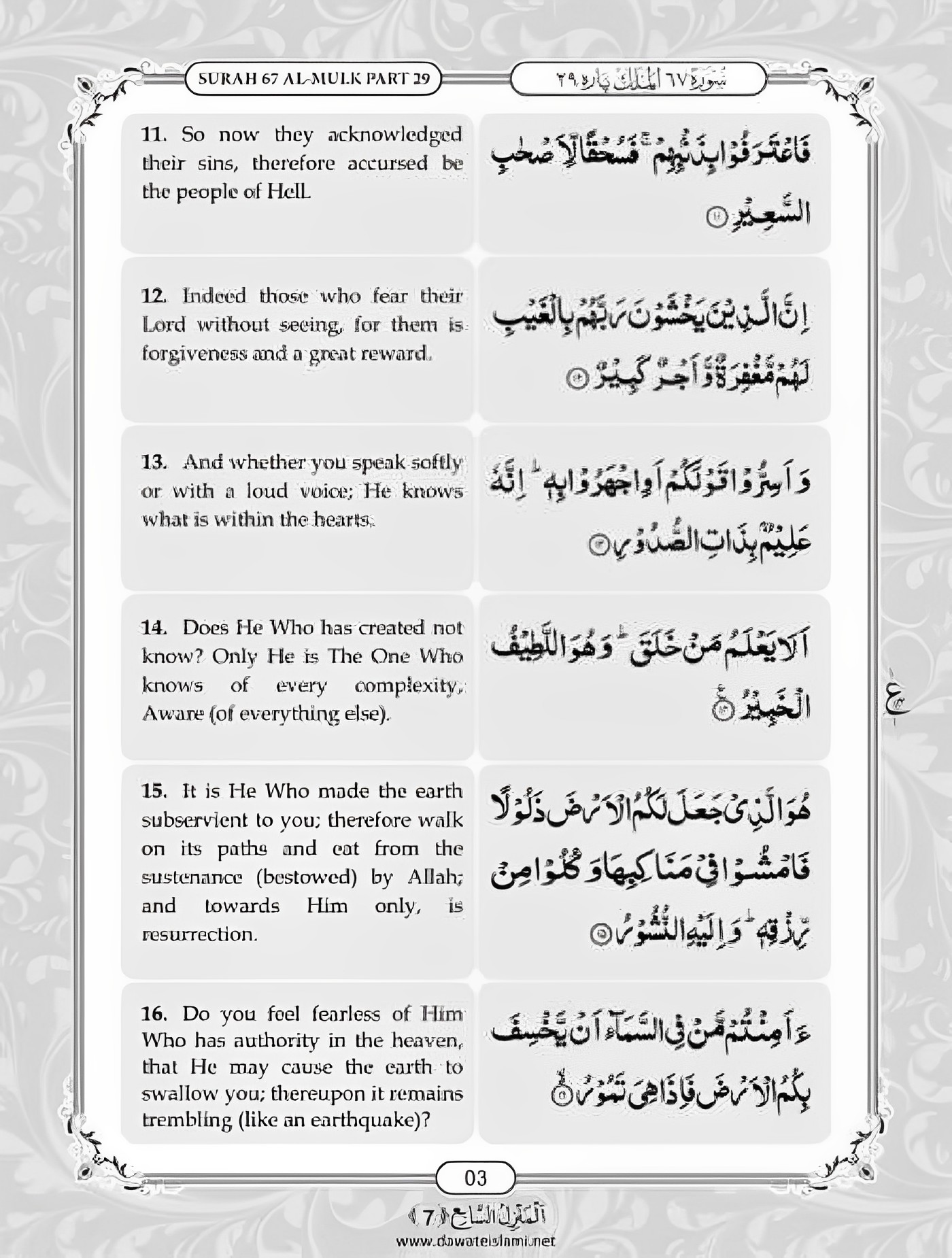 Surah Mulk Transliteration