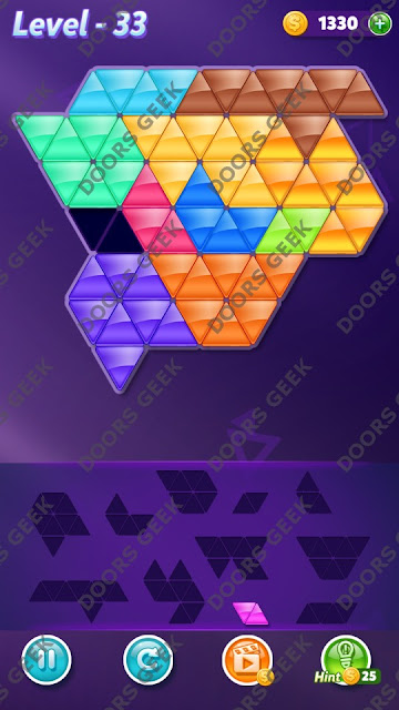 Block! Triangle Puzzle Challenger Level 33 Solution, Cheats, Walkthrough for Android, iPhone, iPad and iPod