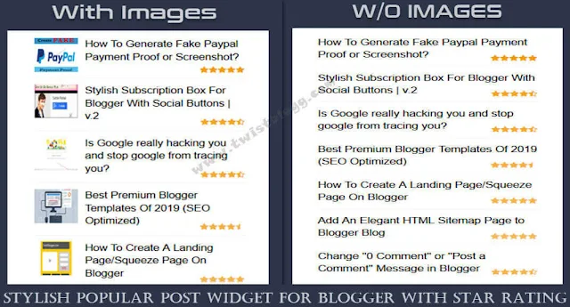 stylish popular post widget for blogger with star rating