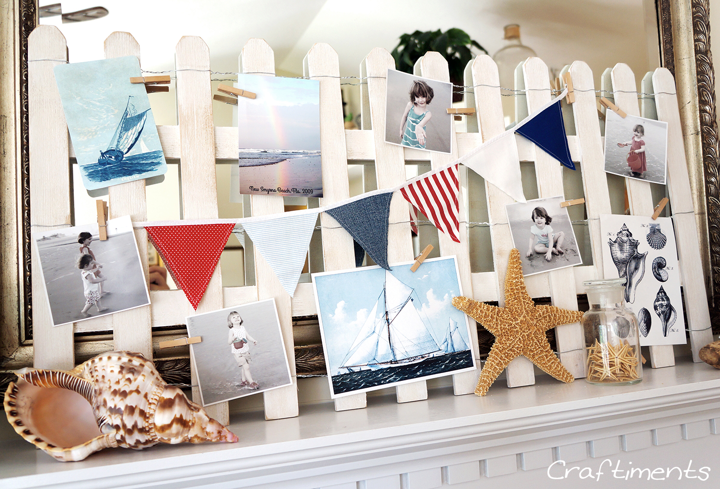 Craftiments: Beach Fence and Sailboat Summer Mantel