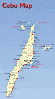 Printable map of Cebu island, Philippines