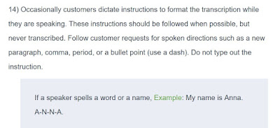 A customer dictates instruction on how to transcribe audio. Do you have to transcribe the instruction word for word?