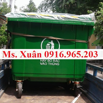 Bán xe rác nhựa 660l màu xanh lá ở Bình Tân