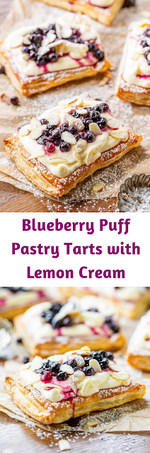 Blueberry Puff Pastry Tarts with Lemon Cream