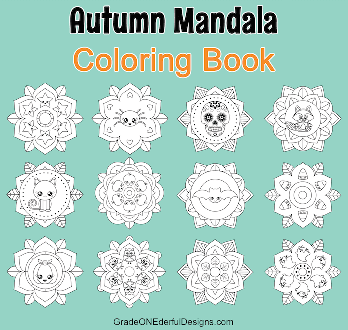 Autumn Mandala colouring book for young children