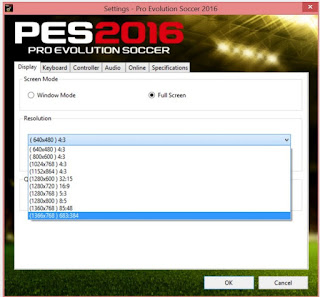 Cara seting Resolusi Full HD (1920x1080p) Game PES 2016 Terbaru