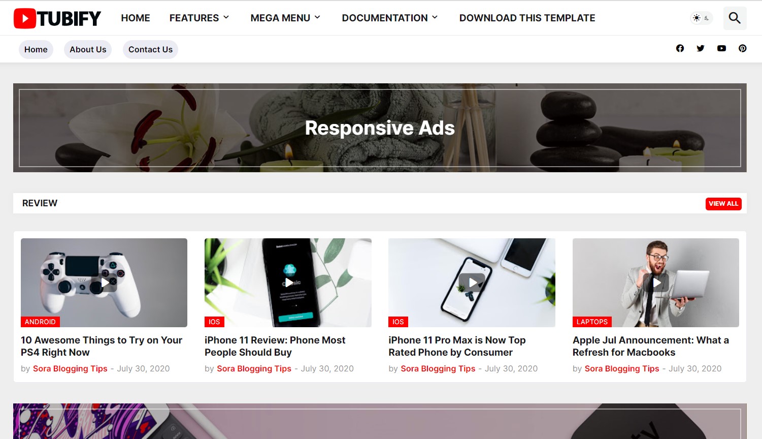 Tubify Video Blogger Template