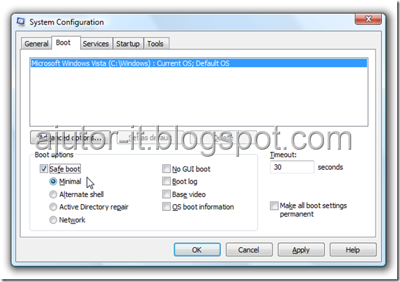Windows 7 System Configuration Safe Boot