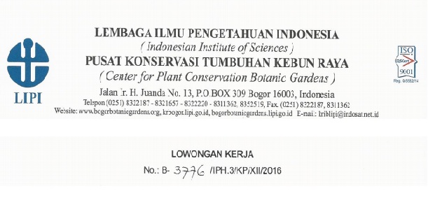 Lowongan Non Cpns Pusat Konservasi Tumbuhan Kebun Raya Lipi Indonesia Minimal Sma Rekrutmen Lowongan Kerja Bulan Maret 2021