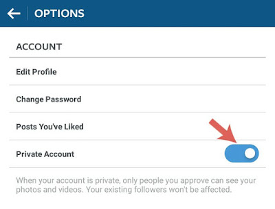 Enable private account button
