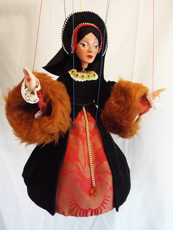 Anne Boleyn, Pelham Puppet, Marionette, French Hood, Costume, Tudor, Henry VIII, Six, Six Wives