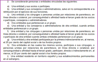 Artículo 18.2 Ley 22/2014 Impuesto Sociedades partes vinculadas efectos fiscales