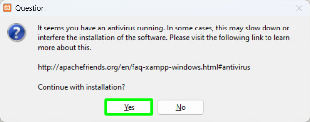 xampp installation question about running antivirus