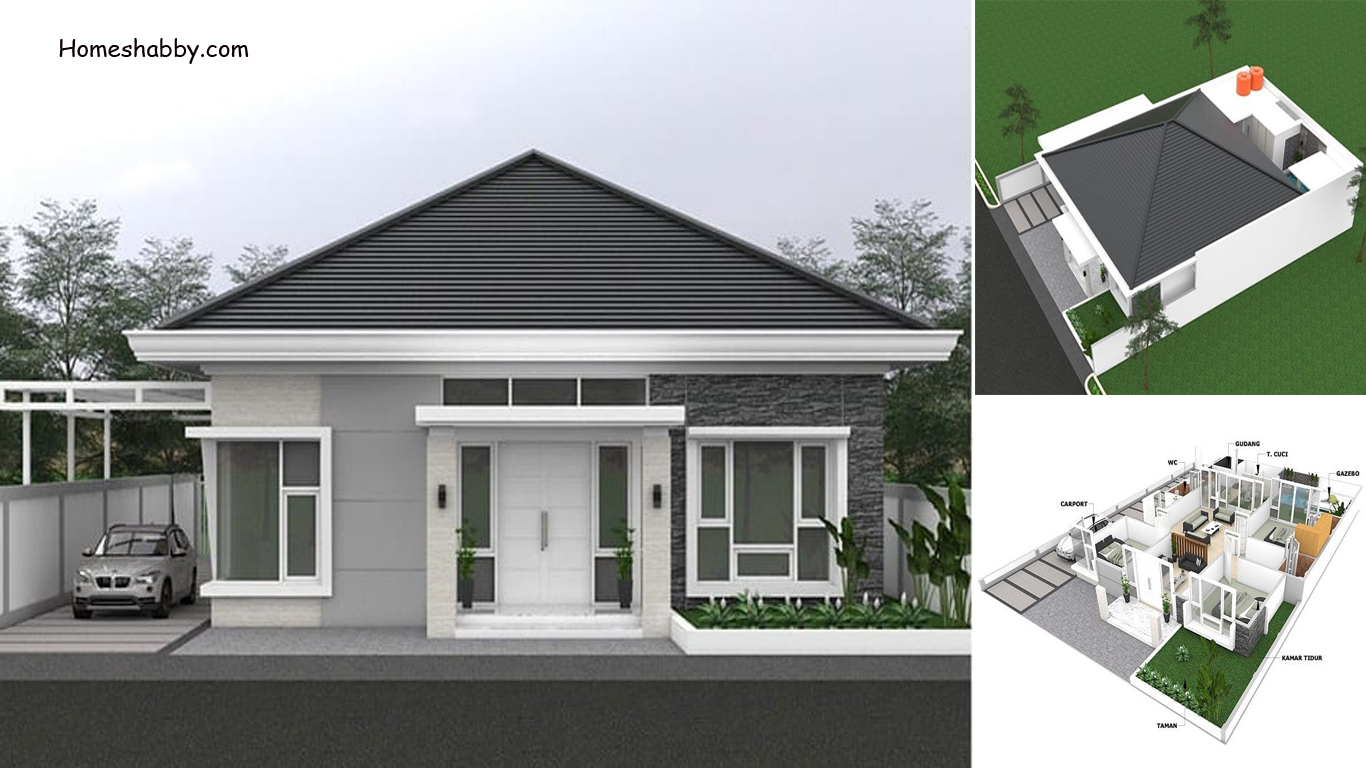 Desain Dan Denah Rumah Ukuran 15 X 20 M Dengan Atap Perisai