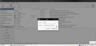 Image showing synaptic package manager with the search dialog box