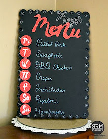 SRM Stickers Blog - DIY Menu Board by Christine - #patternedvinyl #vinyl #chalkboard #markers #DIY