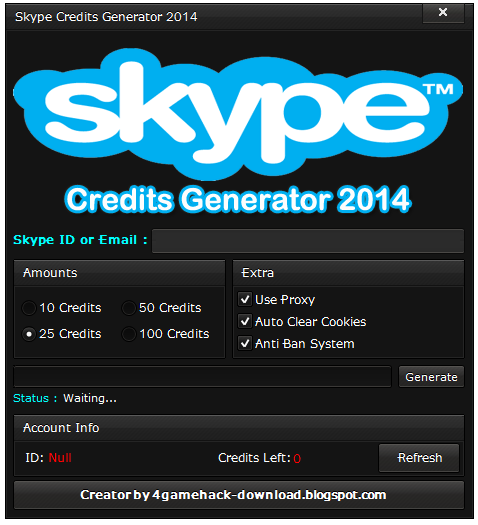 Free Download Ultimate Skype Credit Adder,Hack,Generator 2014 100%