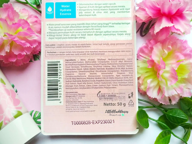 BIORE UV AQUA RICH BOTANICAL PEONY INGREDIENTS