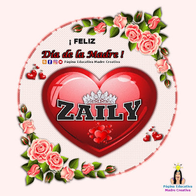 Nombre Zaily - Cartelito por el Día de la Madre