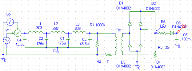 Schematic diagram of Capacitor input filter circuit