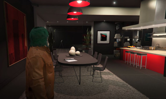 GTA 5 Online Mansion Property Kitchen and Dining Hall