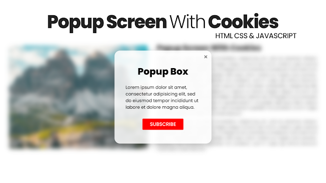 Всплывающее модальное окно с использованием файлов cookie и размытием фона — Popup Screen HTML, CSS и Javascript