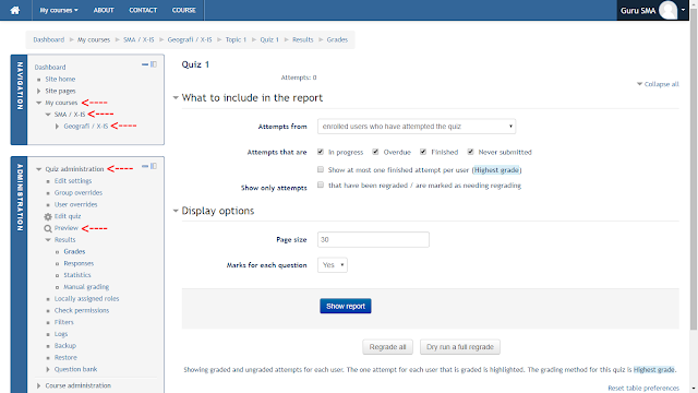 Preview Quiz di Moodle