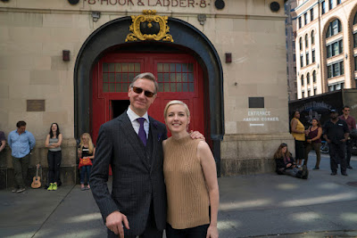 Paul Feig and Katie Dippold on the set of Ghostbusters