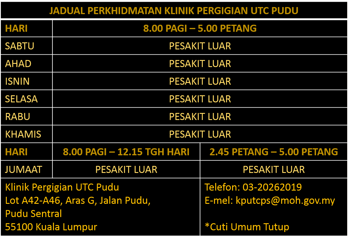  KLINIK  PERGIGIAN UTC PUDU SENTRAL PERGIGIAN JKWPKL 