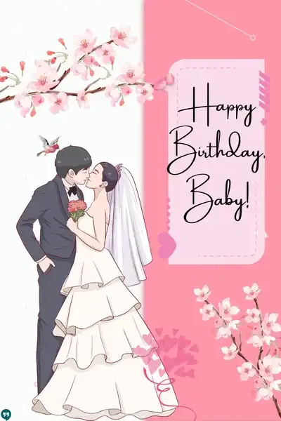 happy birthday baby images with married couple kissing