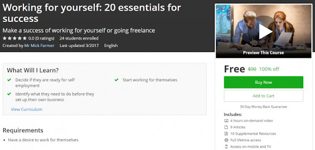[100% Off] Working for yourself: 20 essentials for success|Worth 90$