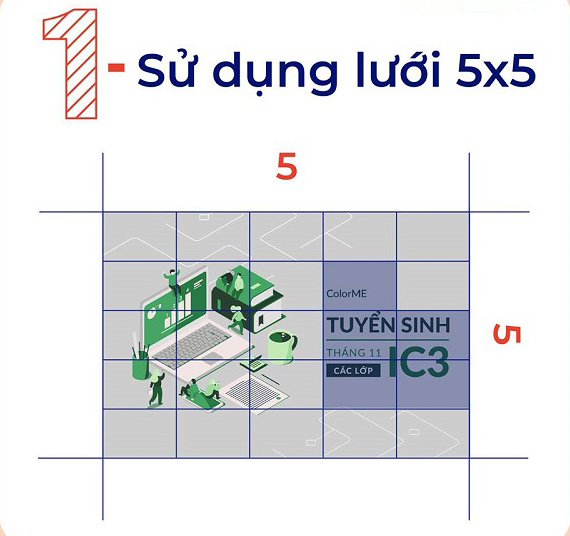 Phân chia hình ảnh thành dạng ô lưới 5x5