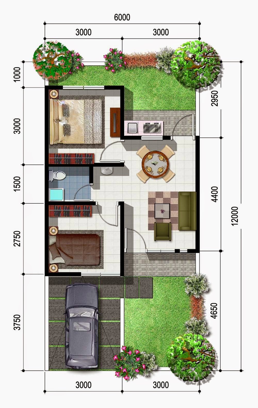 101 Denah Rumah  Minimalis  Halaman  Luas  Gambar Desain 