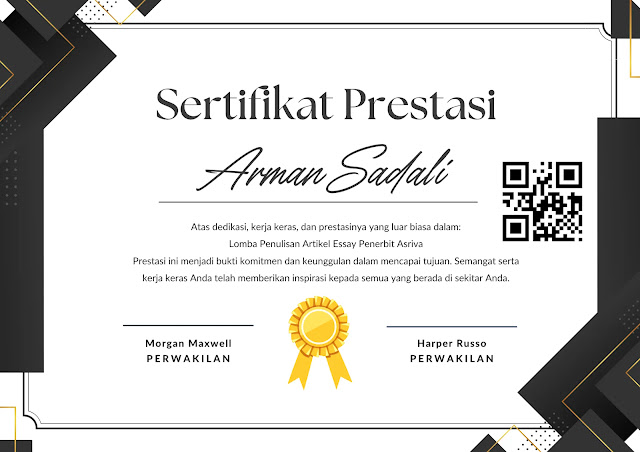 sertifikat lomba penulisan artikel essay