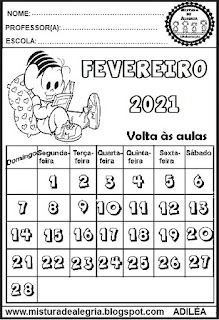 Calendário de 2021,para colorir