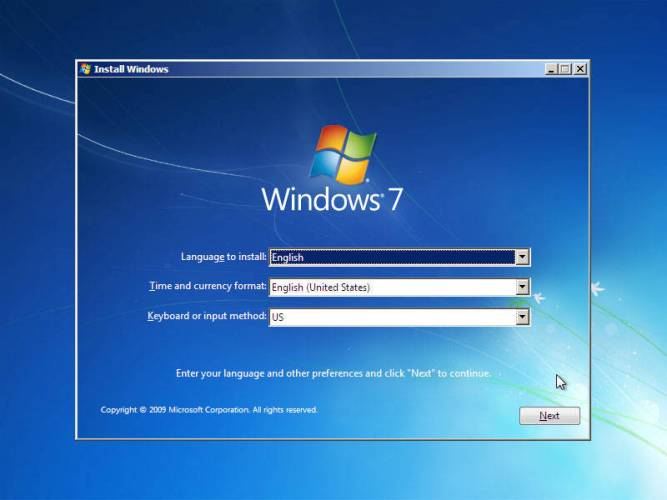 cara instal windows 7, setelan bahasa