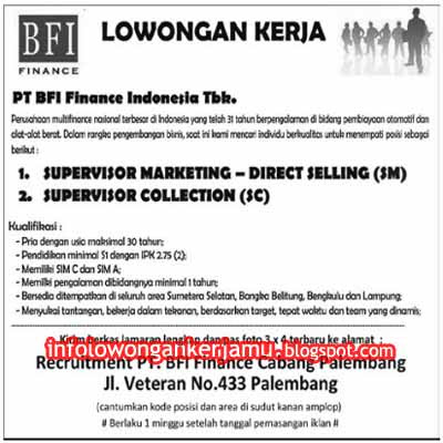 lowongan kerja PT BFI FInance