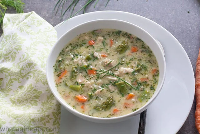 Greek Spring Soup by What a Girl Eats (Easy Recipe Idea For Leftover Cooked Chicken)